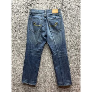 Seven7 Mid-Rise Straight Cotton Denim Jeans Dark Wash Blue Mens Size 31